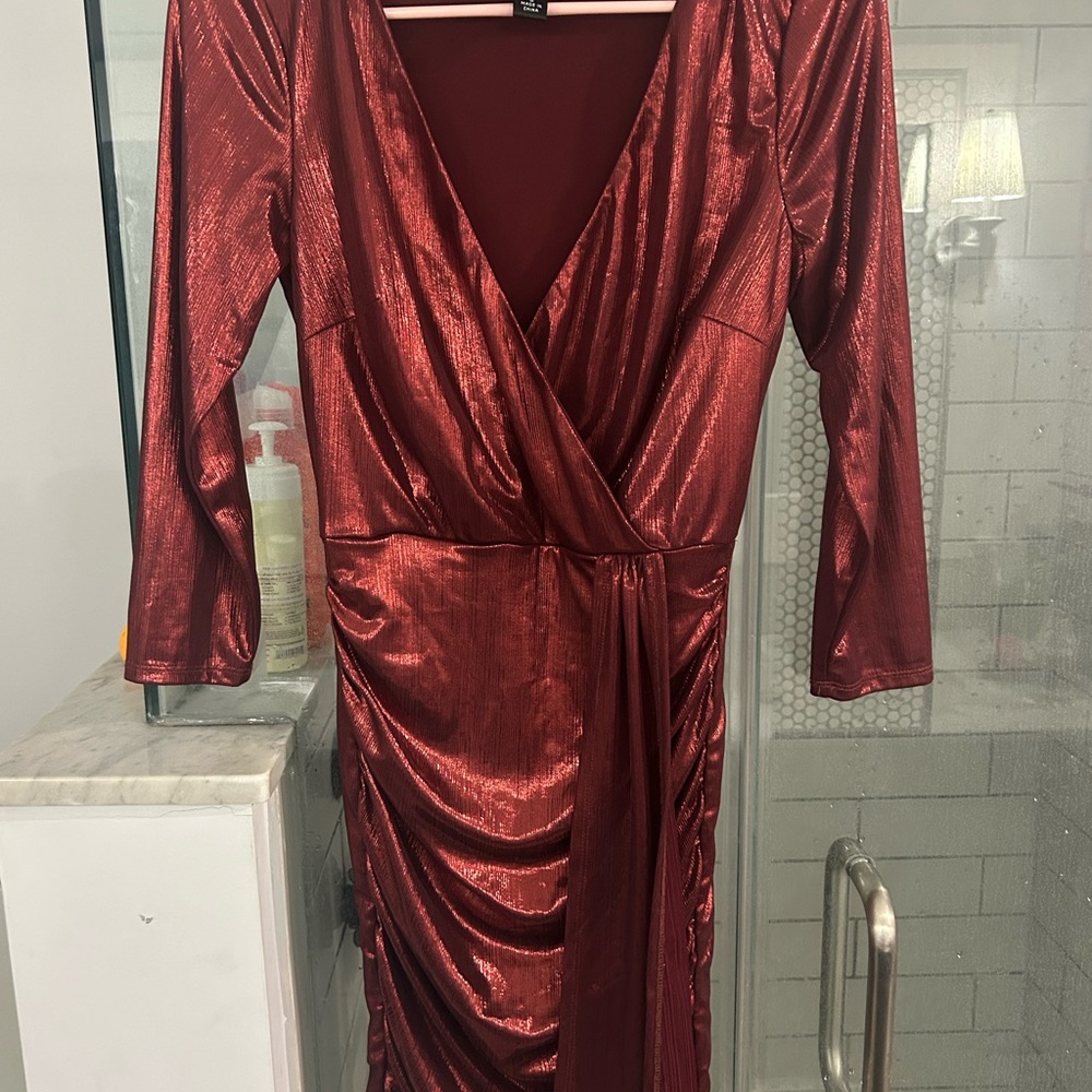 I.N. San Francisco Red Metallic Dress (Size S)